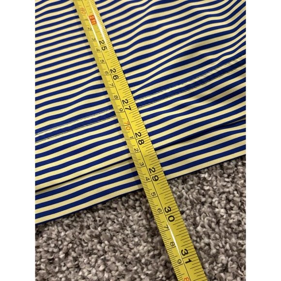 Foot Joy Golf Polo Size Small New Blue And Yellow Striped Pattern Short Sleeve - Picture 4 of 6